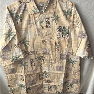 Vintage Tropical Beige Short Sleeve Shirt